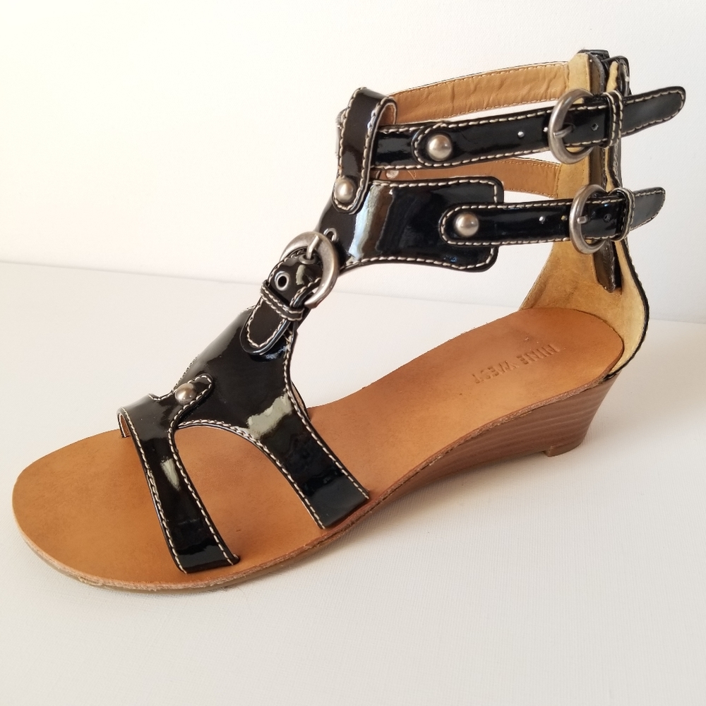 NINE WEST Rightway-L1 Wedge Sandals Black 7 M
